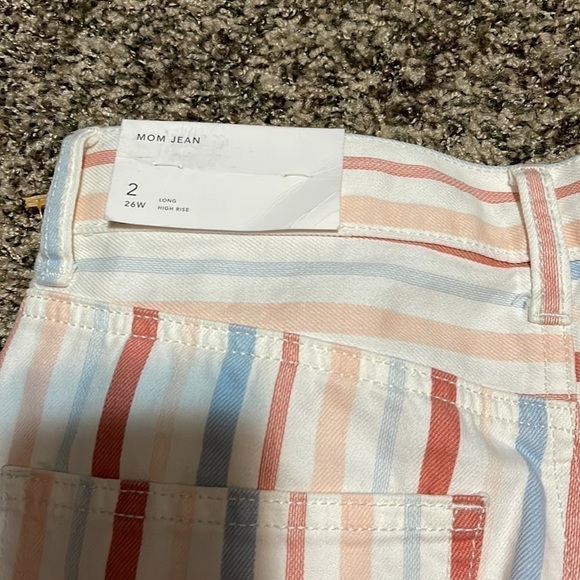 American Eagle Outfitters White Striped Straight Leg mom Jeans - Picture 7 of 12